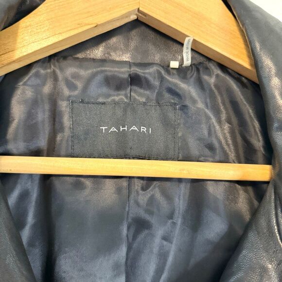 Tahari Lambskin Leather Moto Jacket Size Large - Picture 5 of 12